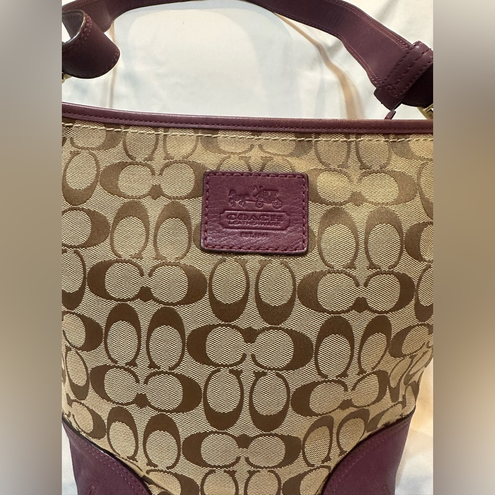 Coach Signature Monogram Canvas and Leather Hobo Shoulder Crossbody bag - Picture 2 of 14